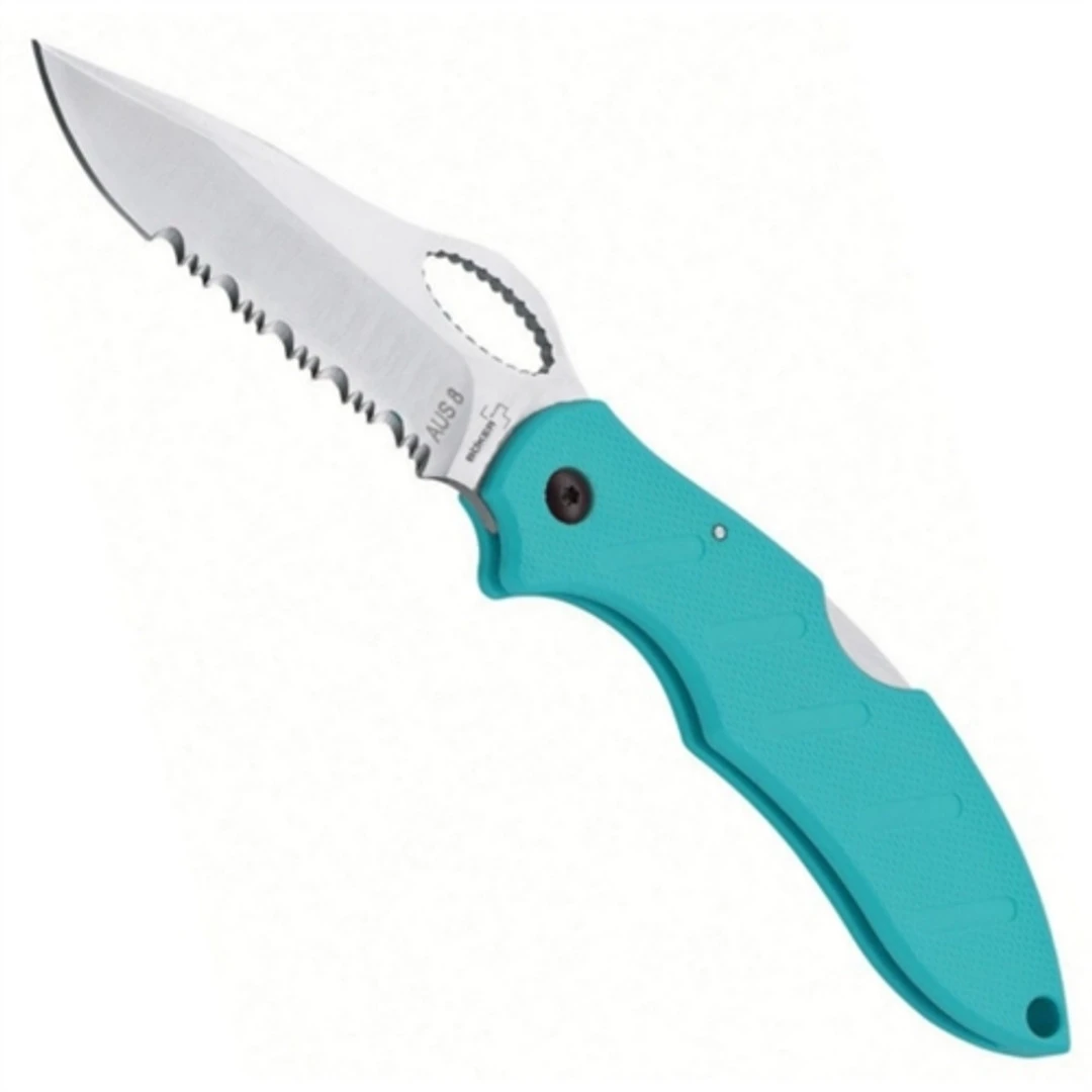 Boker Plus 01BO095 Turquoise Action R Folder Knife, AUS-8 Satin Combo Blade 1 Boker Plus 01BO095 Turquoise Action R Folder Knife, AUS-8 Satin Combo Blade