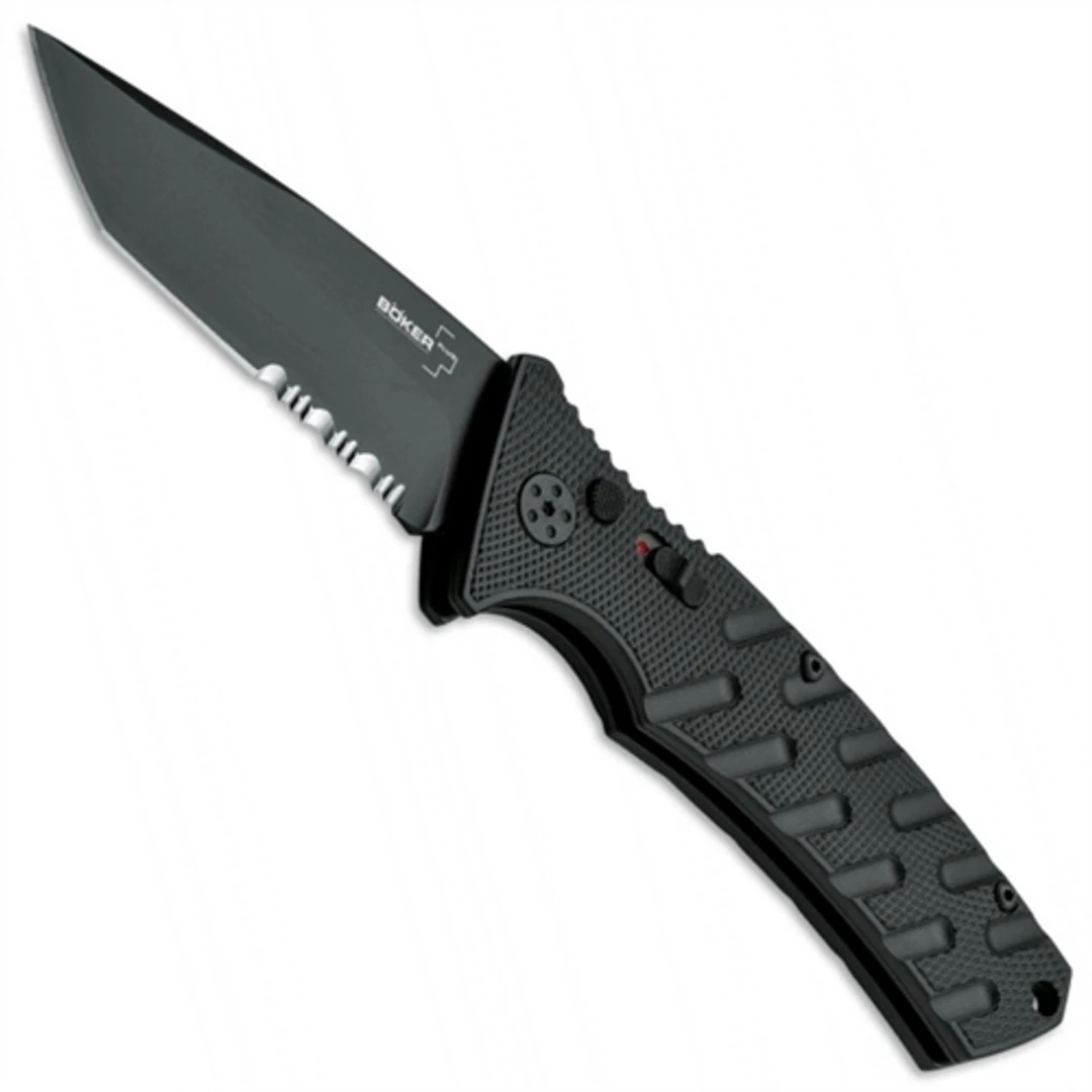 Boker Plus Strike Tanto Auto Knife, D2 Black Combo Blade 1 Boker Plus Strike Tanto Auto Knife, D2 Black Combo Blade