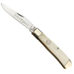 Boker Traditional Series 2.0 Smooth White Bone Trapper Knife, D2 Satin Blades