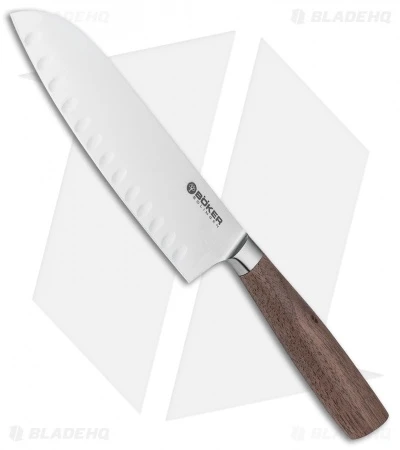 Boker Core 6.5" Santoku Fluted/Hollow Edge Kitchen Knife Walnut Wood -Boker Sales Store Boker Core Santoku Fluted Edge BHQ 116545 jr