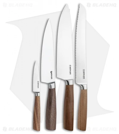 Boker Core 5-Piece Kitchen Knife Set Walnut Wood W/ Magnetic Block 1 Boker Core 5-Piece Kitchen Knife Set Walnut Wood W/ Magnetic Block