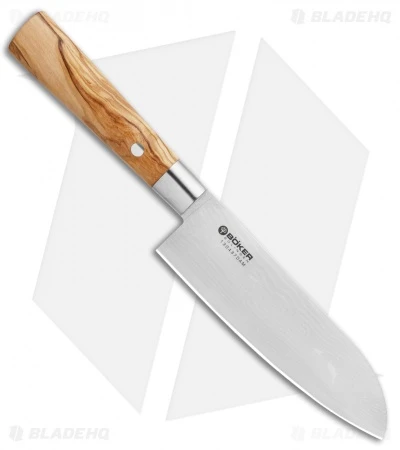 Boker Damascus Olive 6.75" Santoku Kitchen Knife Olive Wood 2 Boker Damascus Olive 6.75" Santoku Kitchen Knife Olive Wood - Image 2