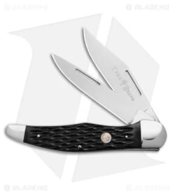 Boker Folding Hunter Pocket Knife 5.25" Jigged Black Bone W/ Pouch 110837