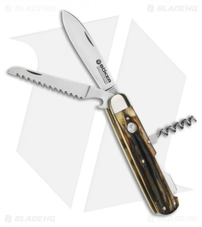 Boker Hunters Trio Pocket Knife 4.375" Jigged Stag CPM-CruWear (110639) 1 Boker Hunters Trio Pocket Knife 4.375" Jigged Stag CPM-CruWear (110639)