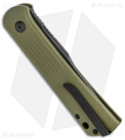 Boker Lundquist Alluvial Automatic Knife OD Green (3" Black SW) -Boker Sales Store Boker Lundquist Alluvial Auto OD Green Aluminum Black SW BHQ 125069 jr side