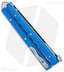 Boker Plus Mini Balisong Trainer Blue G-10 (3.25" Satin) 01BO716SOI -Boker Sales Store Boker Plus Mini Balisong Trainer Blue G 10 Satin 01BO716SOI BHQ 99640 jr side
