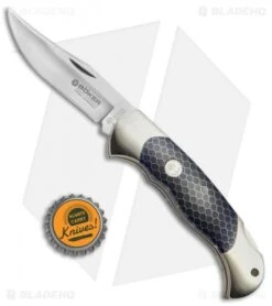 Boker Scout Lockback Knife Blue Honeycomb (3.125" Satin) 112503 -Boker Sales Store Boker Scout LB Blue Honeycomb Satin BO03750 BHQ 40058 jr bottlecap