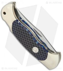 Boker Scout Lockback Knife Blue Honeycomb (3.125" Satin) 112503 -Boker Sales Store Boker Scout LB Blue Honeycomb Satin BO03750 BHQ 40058 jr side