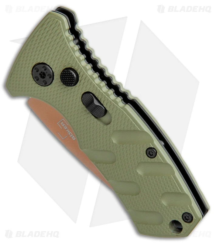 Boker Stubby Strike Desert Warrior CA Legal Auto Knife OD Green (1.9" Copper) 2 Boker Stubby Strike Desert Warrior CA Legal Auto Knife OD Green (1.9" Copper) - Image 2