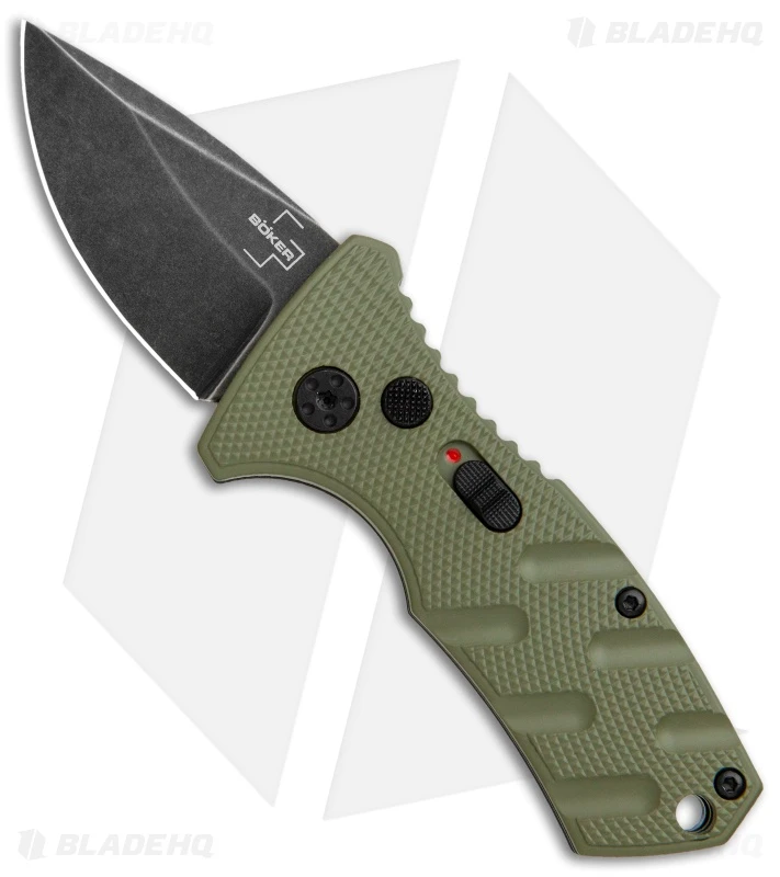 Boker Stubby Strike CA Legal Automatic Knife OD Green (1.9" Smokewash D2) 1 Boker Stubby Strike CA Legal Automatic Knife OD Green (1.9" Smokewash D2)