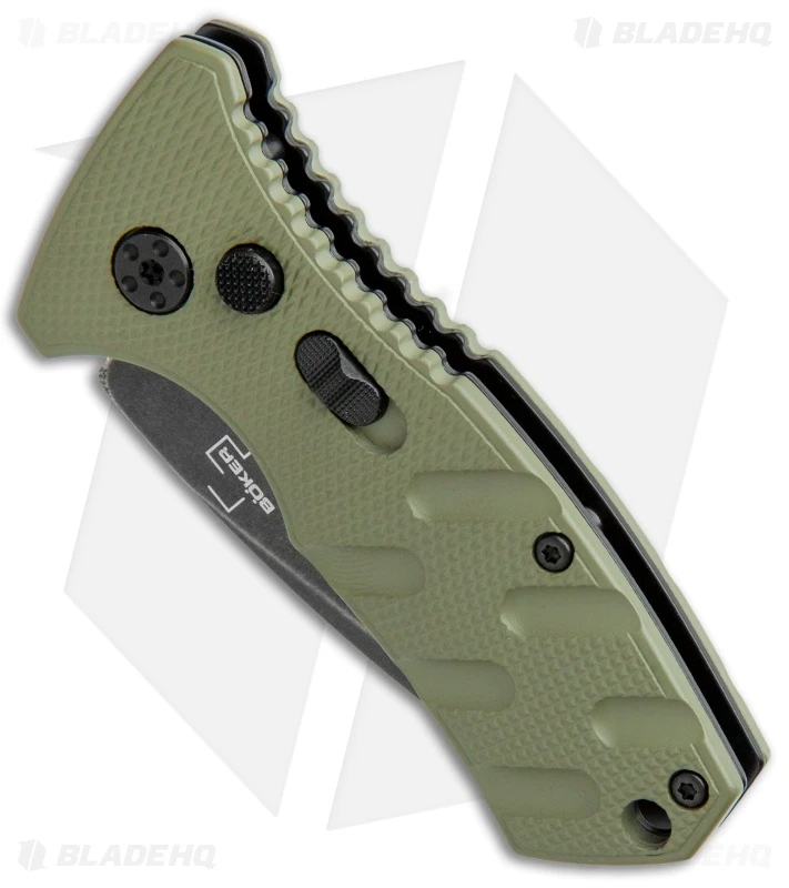 Boker Stubby Strike CA Legal Automatic Knife OD Green (1.9" Smokewash D2) 2 Boker Stubby Strike CA Legal Automatic Knife OD Green (1.9" Smokewash D2) - Image 2