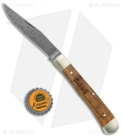 Boker Trapper Asbach Uralt Slip Joint Knife Oak Wood (3.35" Damascus) -Boker Sales Store Boker Trapper Asbach Uralt SJ Oak Wood Damascus BHQ 137743 jr bottlecap